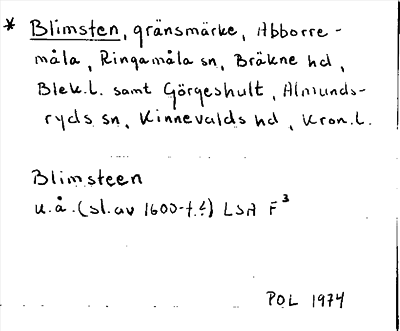 Bild på arkivkortet för arkivposten *Blimsten