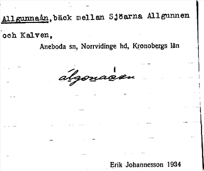 Bild på arkivkortet för arkivposten Allgunnaån