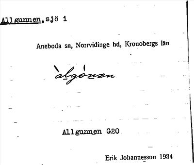 Bild på arkivkortet för arkivposten Allgunnen