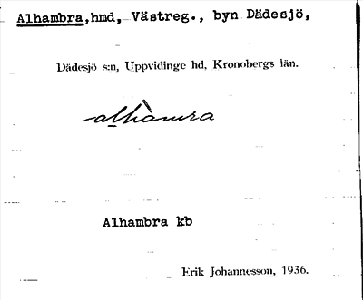 Bild på arkivkortet för arkivposten Alhambra