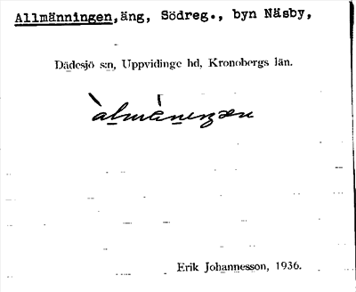 Bild på arkivkortet för arkivposten Allmänningen