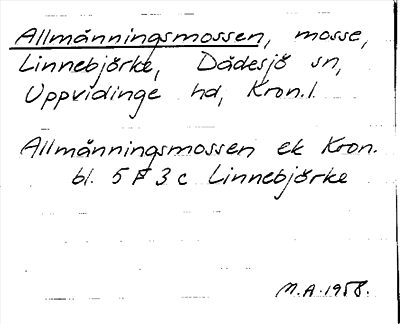 Bild på arkivkortet för arkivposten Allmänningsmossen