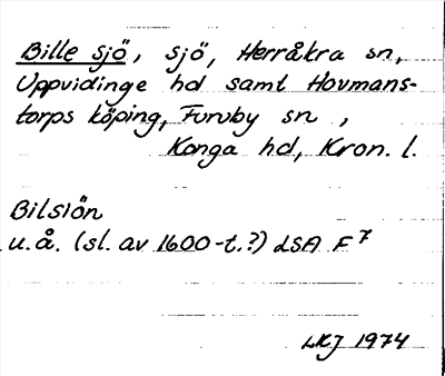 Bild på arkivkortet för arkivposten Bille sjö