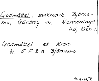 Bild på arkivkortet för arkivposten Godmåttet