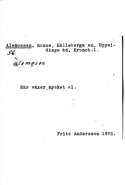 Bild på arkivkortet för arkivposten Alemossen