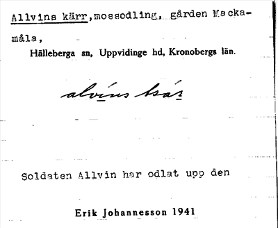 Bild på arkivkortet för arkivposten Allvins kärr