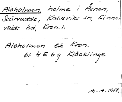 Bild på arkivkortet för arkivposten Aleholmen