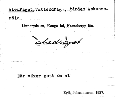 Bild på arkivkortet för arkivposten Aledraget
