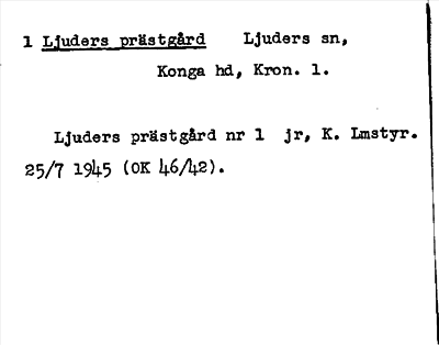 Bild på arkivkortet för arkivposten 1 Ljuders prästgård