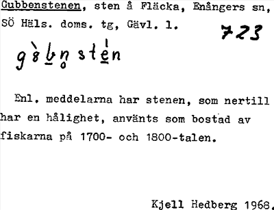 Bild på arkivkortet för arkivposten Gubbenstenen