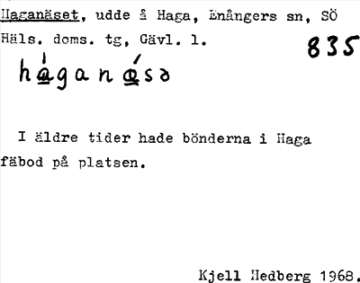 Bild på arkivkortet för arkivposten Haganäset