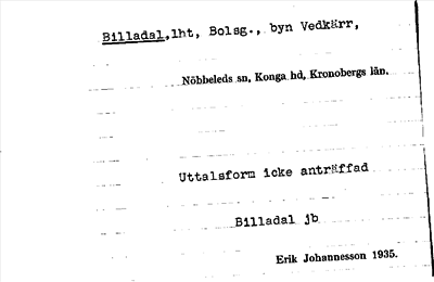Bild på arkivkortet för arkivposten Billadal