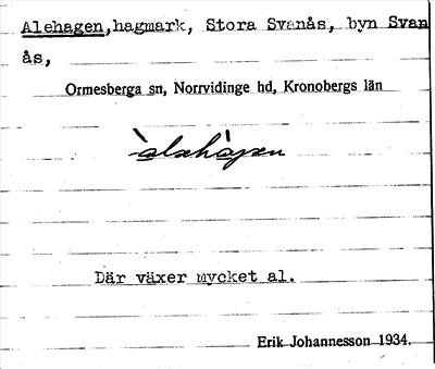 Bild på arkivkortet för arkivposten Alehagen