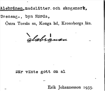 Bild på arkivkortet för arkivposten Alebrånen