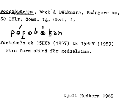 Bild på arkivkortet för arkivposten Poppbobäcken