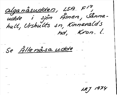 Bild på arkivkortet för arkivposten alganäsudden, se Ällenäsa udde