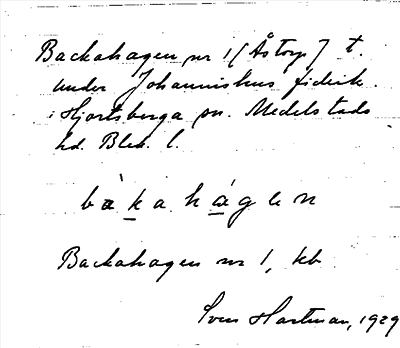 Bild på arkivkortet för arkivposten Backahagen