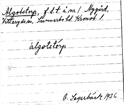 Bild på arkivkortet för arkivposten Algotstorp