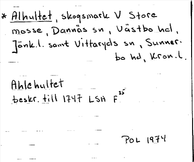 Bild på arkivkortet för arkivposten *Alhultet