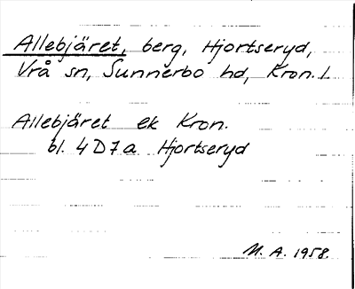 Bild på arkivkortet för arkivposten Allebjäret