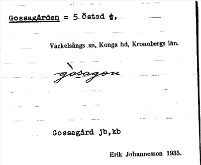 Bild på arkivkortet för arkivposten Gossagården