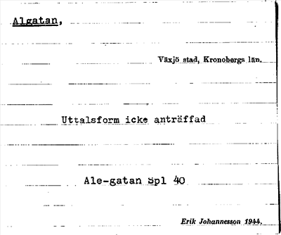 Bild på arkivkortet för arkivposten Algatan