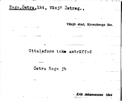 Bild på arkivkortet för arkivposten Haga, Östra
