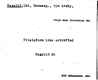 Bild på arkivkortet för arkivposten Hagalid