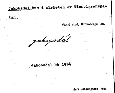 Bild på arkivkortet för arkivposten Jakobsdal