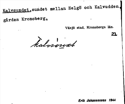 Bild på arkivkortet för arkivposten Kalvsundet