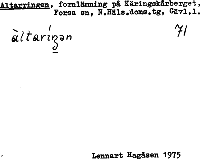 Bild på arkivkortet för arkivposten Altarringen