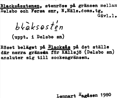 Bild på arkivkortet för arkivposten Blacksåsstenen