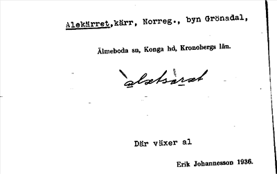 Bild på arkivkortet för arkivposten Alekärret