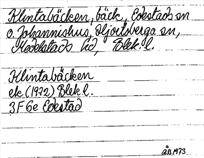 Bild på arkivkortet för arkivposten Klintabäcken