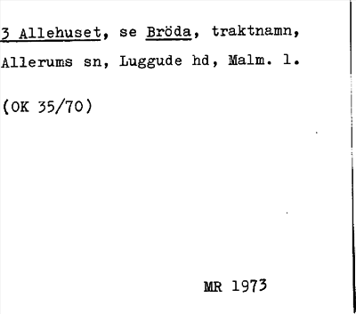 Bild på arkivkortet för arkivposten Allehuset, se Bröda