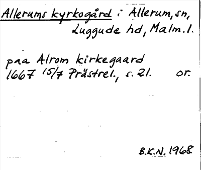 Bild på arkivkortet för arkivposten Allerums kyrkogård