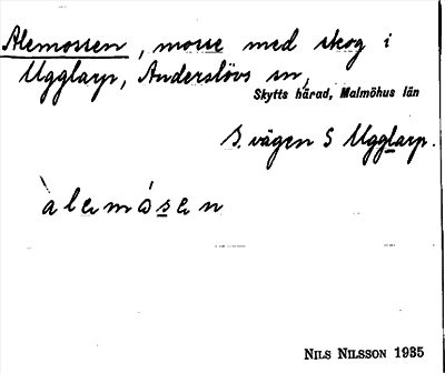 Bild på arkivkortet för arkivposten Alemossen