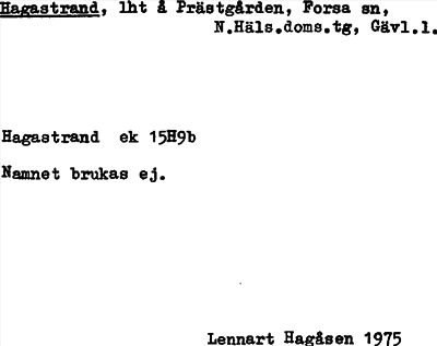 Bild på arkivkortet för arkivposten Hagastrand