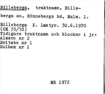 Bild på arkivkortet för arkivposten Billeberga