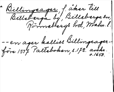 Bild på arkivkortet för arkivposten *Billingeager