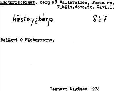 Bild på arkivkortet för arkivposten Hästmyrsberget