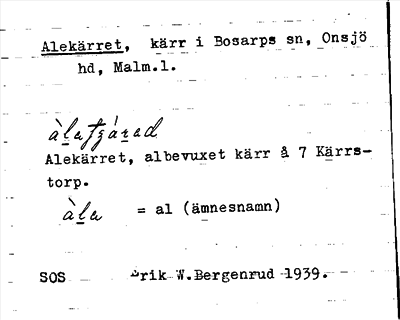 Bild på arkivkortet för arkivposten Alekärret
