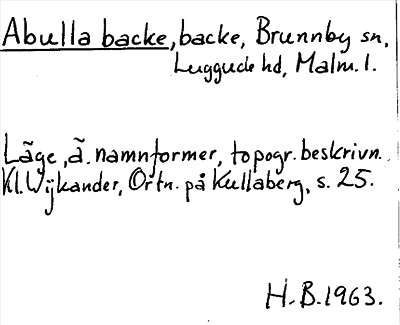 Bild på arkivkortet för arkivposten Abulla backe