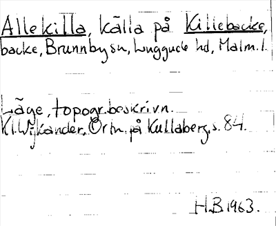Bild på arkivkortet för arkivposten Allekilla