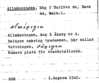 Bild på arkivkortet för arkivposten Allmänningen