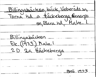 Bild på arkivkortet för arkivposten Billingabäcken