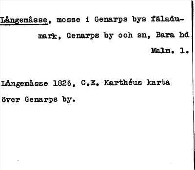 Bild på arkivkortet för arkivposten Långemåsse