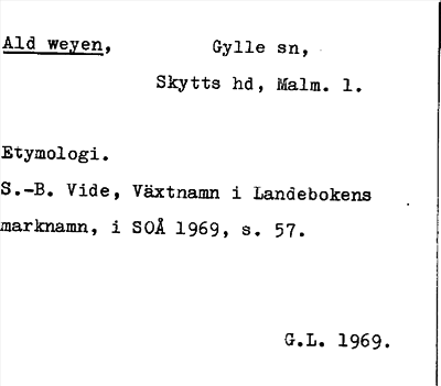 Bild på arkivkortet för arkivposten Ald weyen