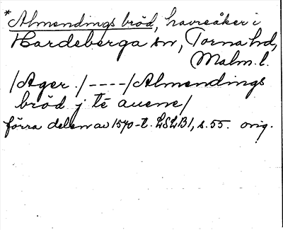 Bild på arkivkortet för arkivposten *Almendings bröd