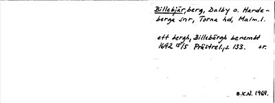 Bild på arkivkortet för arkivposten Billebjär